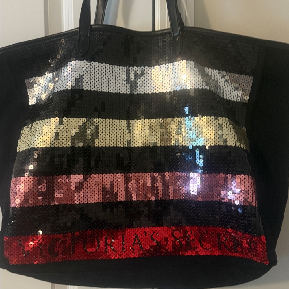 Sequin Striped Tote Bag